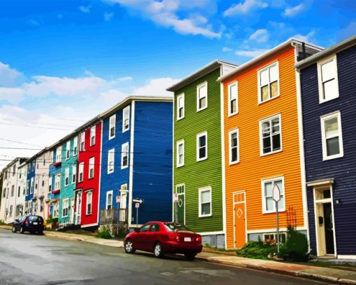 St Johns Canada Colorful Houses Paint By Number