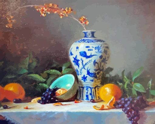 Still Life Blue And White Chinese Vase Paint By Numbers