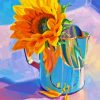 Sunflower In Blue Jar Paint By Number