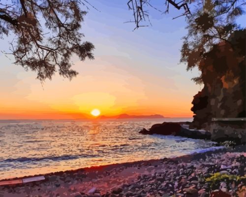 Sunset At Chochlaki Beach Nisyros Paint By Number