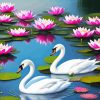 Swan And Waterlilies Flowers Paint By Numbers