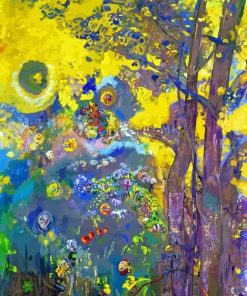 Trees On A Yellow Background By Odilon Redon Paint By Numbers