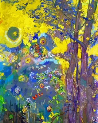 Trees On A Yellow Background By Odilon Redon Paint By Numbers