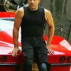 Vin Diesel Sitting On Red Car Paint By Number