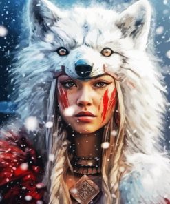 Woman With Wolf Mask Paint By Number