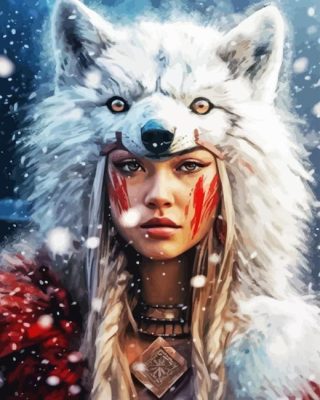 Woman With Wolf Mask Paint By Number