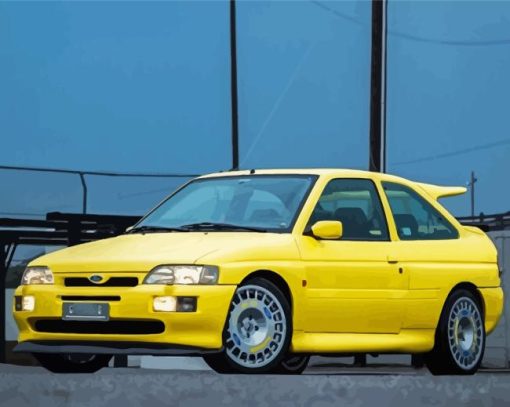 Yellow Ford Escort RS Paint By Number