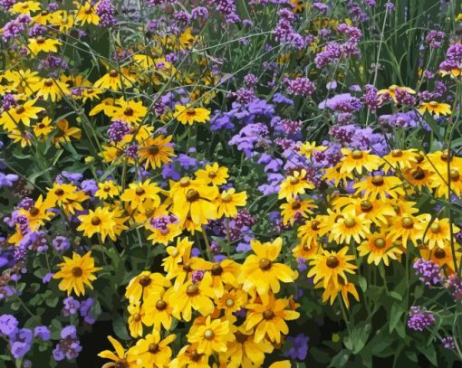 Yellow And Purple Flowers Paint By Number