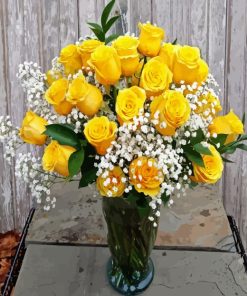 Yellow Roses In Vase Paint By Number