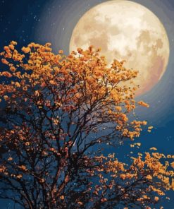 Yellow Tree In The Night Sky Moon Paint By Number