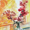 Abstract Flowers In Vase By Window Paint By Number