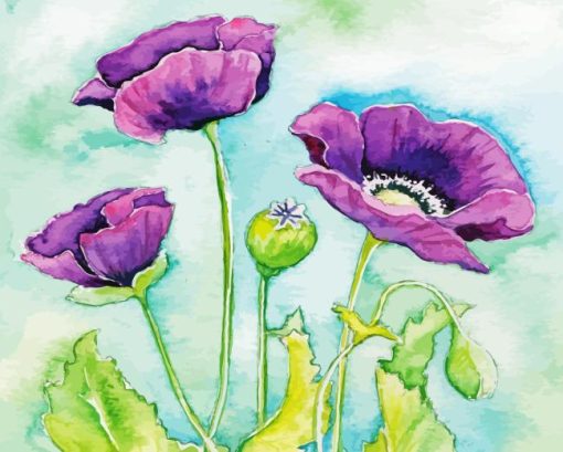 Abstract Purple Poppy Paint By Numbers