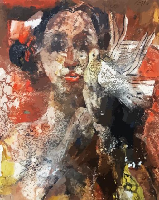 Abstract Woman And Pigeon Paint By Number