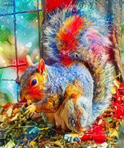 Abstract Rainbow Squirrel Paint By Numbers