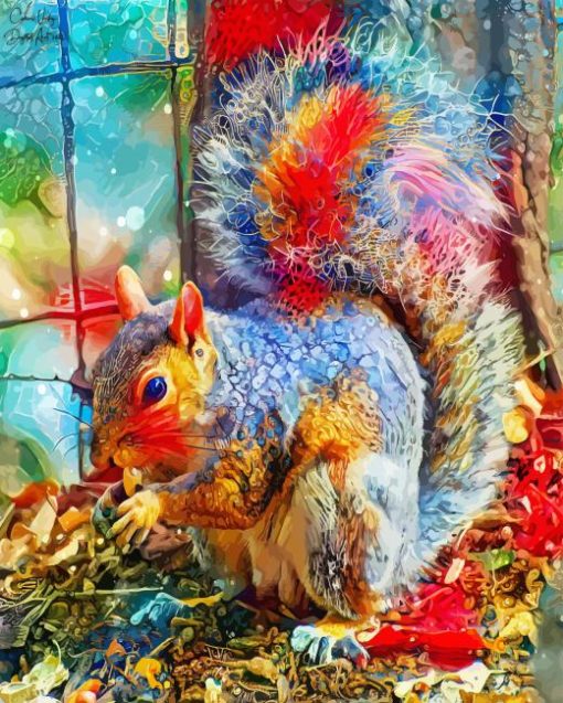 Abstract Rainbow Squirrel Paint By Numbers