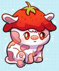Adorable Strawberry Cow Paint By Number