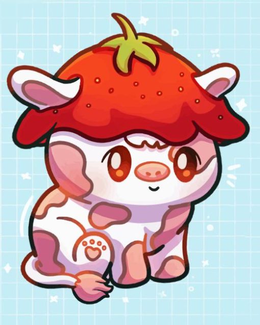 Adorable Strawberry Cow Paint By Number