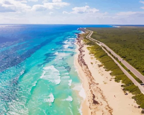 Beach Highway In Cozumel Mexico Paint By Numbers