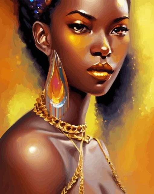 Beautiful Gold And Black Lady Paint By Numbers