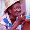 Black Old Woman Smoking Pipe Paint By Number