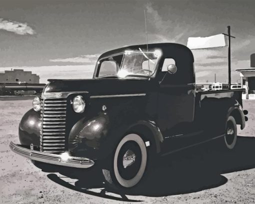 Black And White Classic Truck Paint By Number