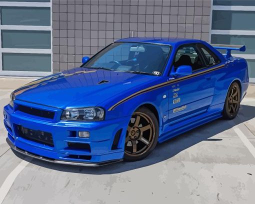 Blue Nissan Skyline Gtr R34 Paint By Number