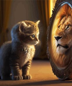 Cat Reflection Lion Paint By Number