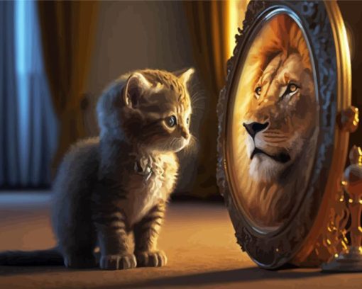 Cat Reflection Lion Paint By Number