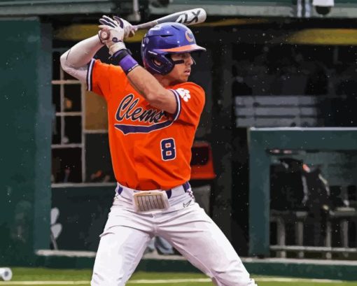 Clemson University Baseball Player Paint By Number