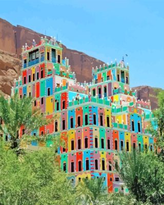 Colorful Building In Yemen Paint By Number