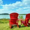 Elk Island National Park Lake With Red Chairs Paint By Number