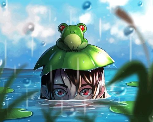 Girl Anime Frog In Water Paint By Number