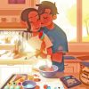 Kitchen Couple Illustration Paint By Number