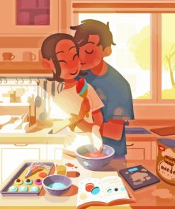Kitchen Couple Illustration Paint By Number