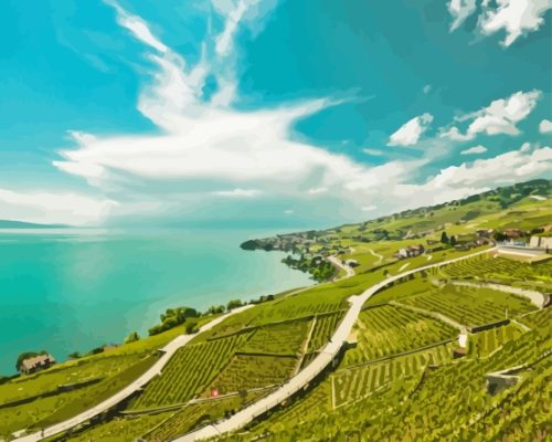 Lavaux Vineyard Landscape Paint By Number