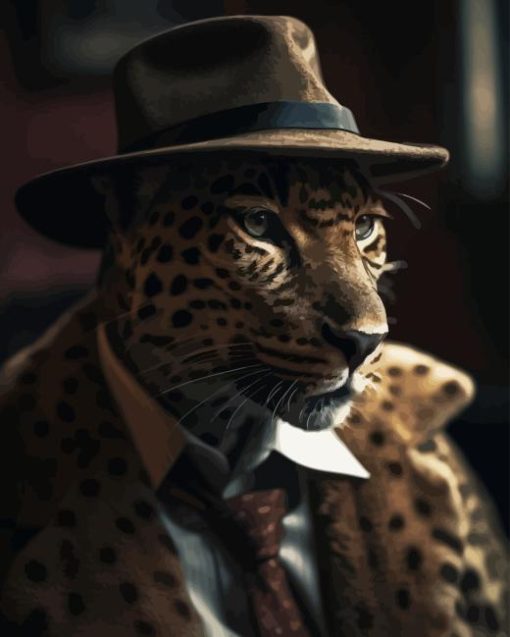 Leopard Animal Wearing A Suit Paint By Numbers