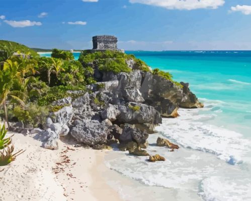 Mayan Ruins In Tulum Paint By Number