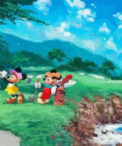 Minnie And Mickey Playing Golf Paint By Number