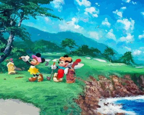 Minnie And Mickey Playing Golf Paint By Number