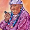 Navajo Woman Smoking Pipe Paint By Number