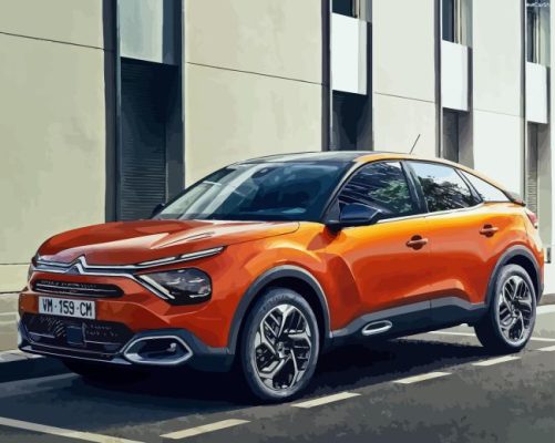 Orange Car Citroen Cactus Paint By Numbers