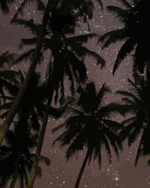 Palm Trees At Night Paint By Number