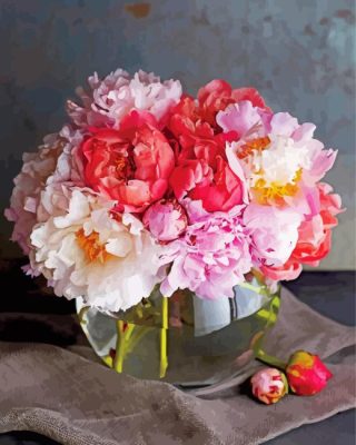 Peonies In A Vase Paint By Numbers