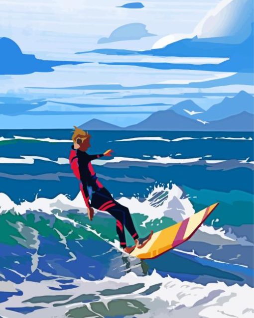 Pop Art Surfing Man Paint By Numbers