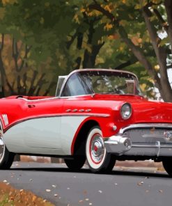 Red 1957 Buick Paint By Number