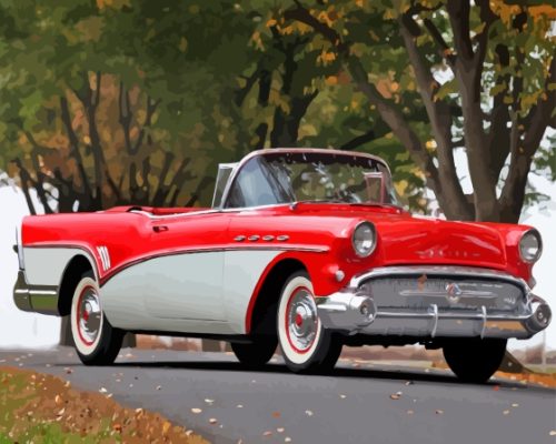 Red 1957 Buick Paint By Number