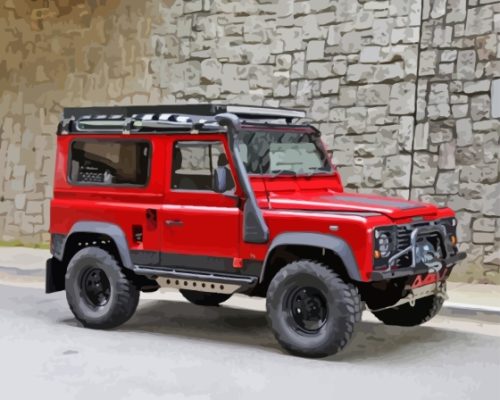 Red Land Rover Defender 90 Paint By Number