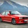Red Bmw E30 With Mountain Landscape Paint By Number