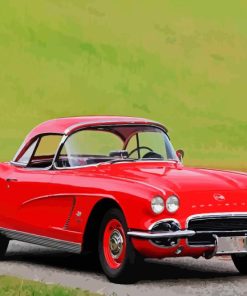 Red Classic 62 Chevrolt Car Corvette Paint By Number