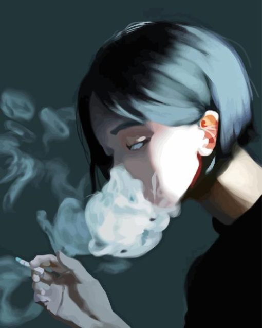 Sad Anime Lady Smoking Paint By Numbers